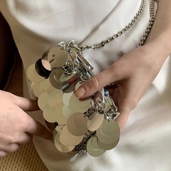 Women Mini Sequins Bag Silver Metal Chain Woven Bag Evening Bags Clutch Female Travel Holiday Shoulder Bag Handbag 251223