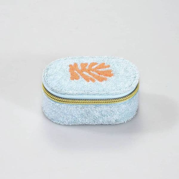 Rectangular Coral Embroidery Light Blue Storage Dressing Table High-end Jewelry Box Creative Design