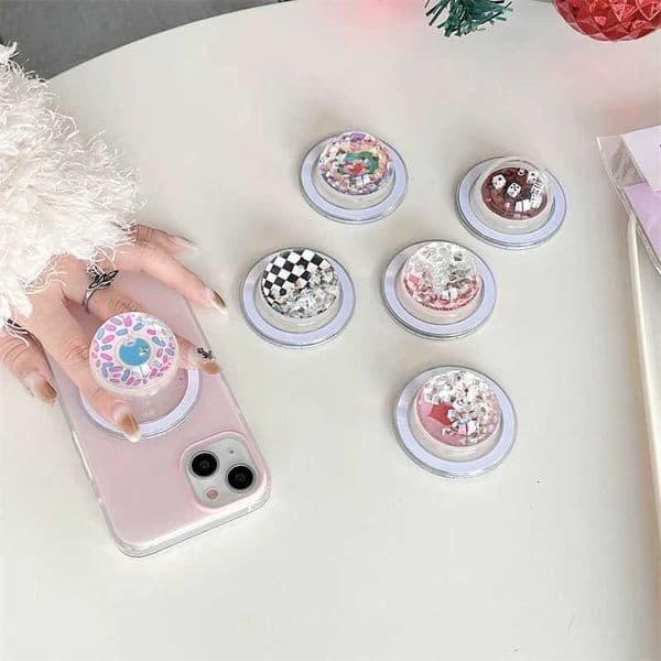 Magnetic Handle Holder Shaped Glitters Sand Moving Liquid Phone D Paddle for Socket Cover Holder for IPhone 17 Y251226
