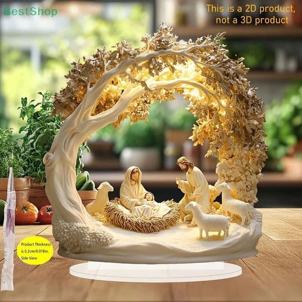 Wood Nativity Scene Figurine Tabletop Decor Craft Decration Church Holiday Christmas Gift 251226BJ