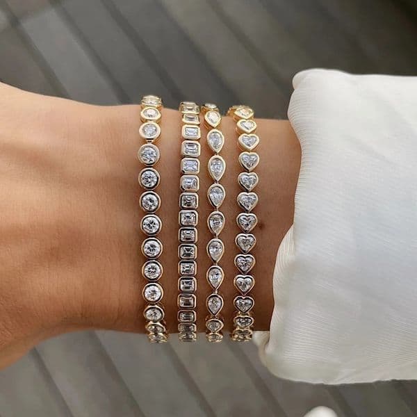 Various Shaped Geometric Bezel Cubic Zirconia 5A CZ Tennis Chain Bracelet Classic Fashion Women Jewelry 251225