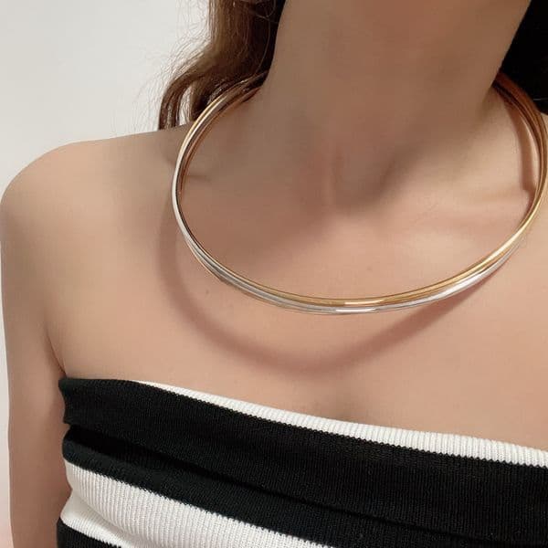 Designer choker stainless steel gold plated 18K necklace three colors for women elastic stamp on inside with box Premium gift with box classic style 022
