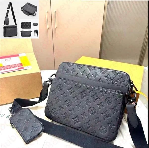 Designer bags mens Trio Black Flowers Messenger Purse Crossbody Bags Shopping Bag Plain Shoulder Handbags Women Wallets purse tote bag