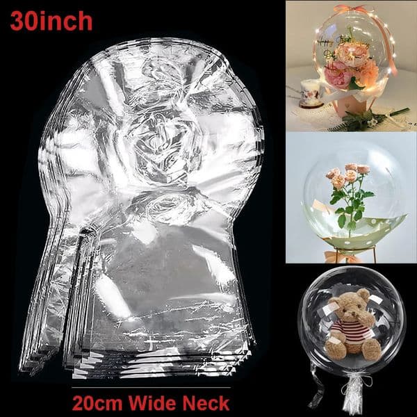 51015pcs Large Wide Neck Transparent Bubble Bobo Balloons Flower Bouquet Snack Gift Wrap for Wedding Birthday Party Decoration 251226