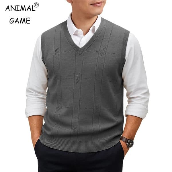 Mens Sleeveless Sweater Vest Lightweight V-Neck Solid Vest Pullover Twist Knit Sweaters Autumn Mens Outerwear 251212