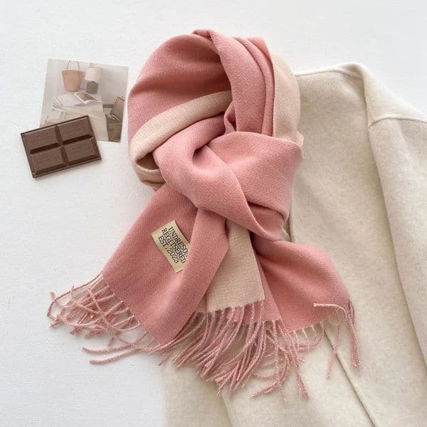 Solid Cashmere Warm Scarf Fashion n Winter Thicken Warm Double Side Different Color Shawl Wraps Bufanda with Tassel Blanket 251224