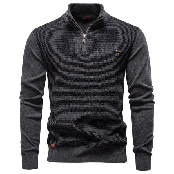 WOZK Autumn/Winter New Half Zipper Men's Stand up Collar Cotton Sweater European High Quality Business Casual Knitted Sweater for Men designer