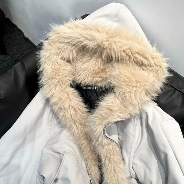 Winter plush jacket American log warm jacket men and women retro stylish hip-hop simple loose leather motorcycle punk jacket 251226