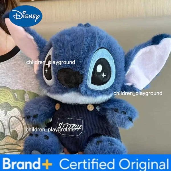 Disney Stitch 23cm Plush Doll Cute Anime Stuffed Toy With Overalls Birthday Gift For Boys Girls Home Room Decoration Accessories H251227