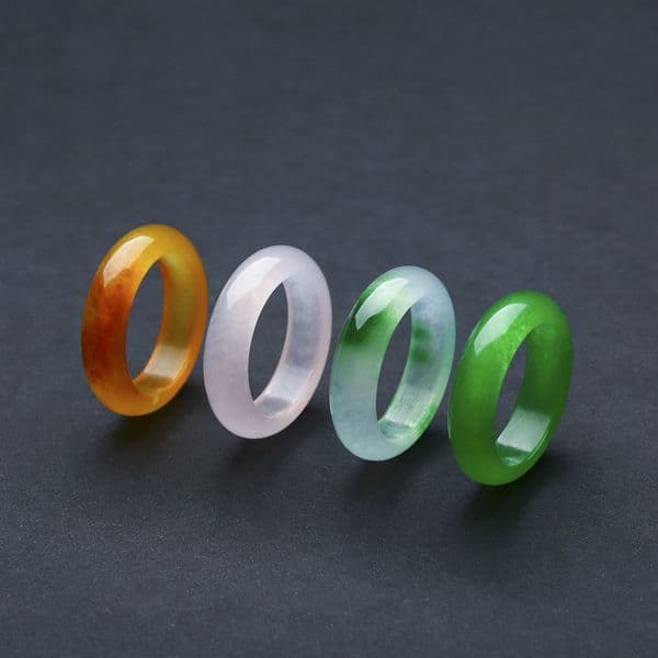 1 Piece Natural Pink Yellow Green Jade Ring Unisex Band for Women Men Couple Wedding Jewelry Size 512 251219