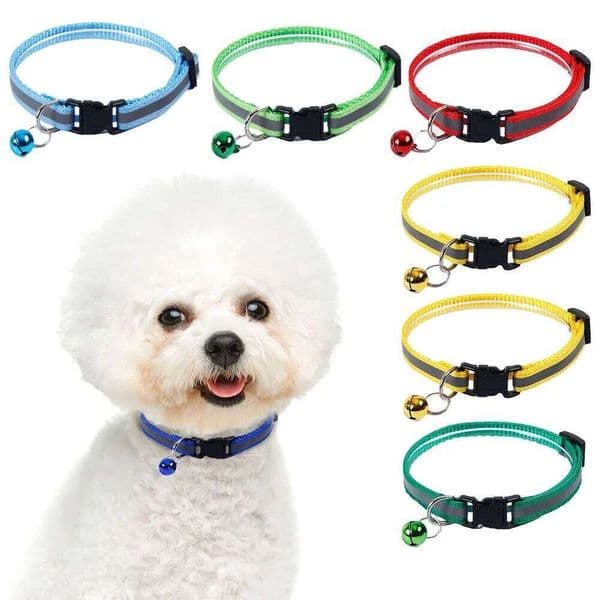 Safety Necklace with Bell Pet Reflective Patch Cat Buckle Adjustable Collar Dog Supplies Chihuahua 25T1227