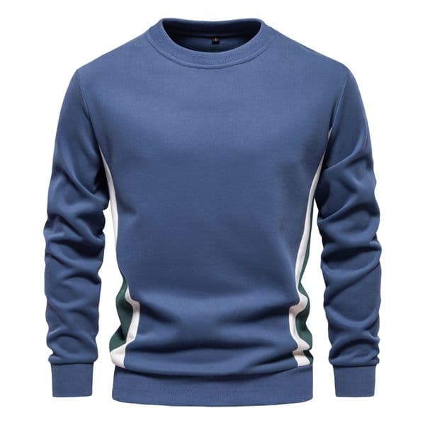WOZK autumn new men's long sleeved patchwork hoodie men's casual slim fit round neck sports pullover designer warm