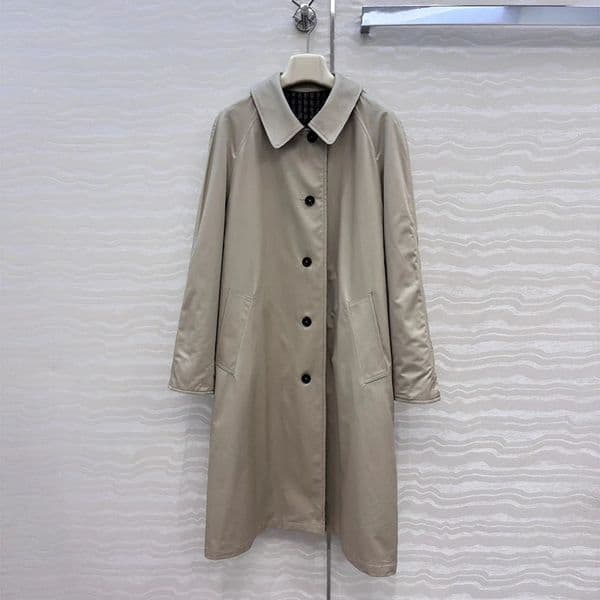 Autumn Winter Plaid Woolen Reversible Trench Coat Women Lapel Long Sleeve Single Breasted Straight Trendy Long Overcoat 251226