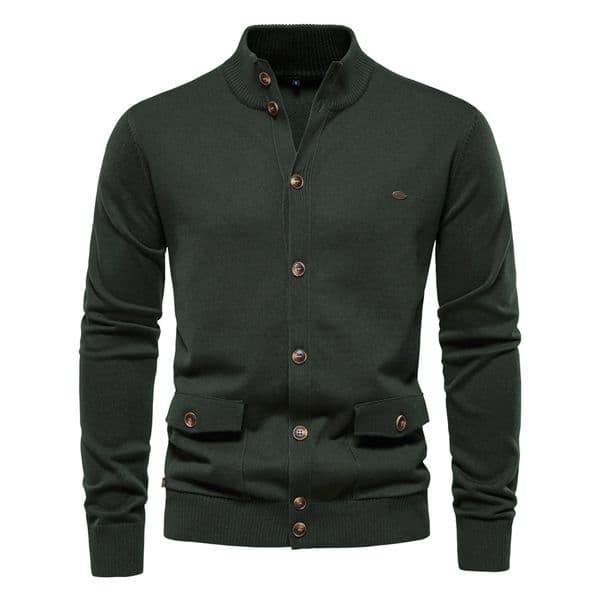 WOZK autumn and winter new men's top cardigan, high-quality business casual solid color sweater for men designer Men's Clothing