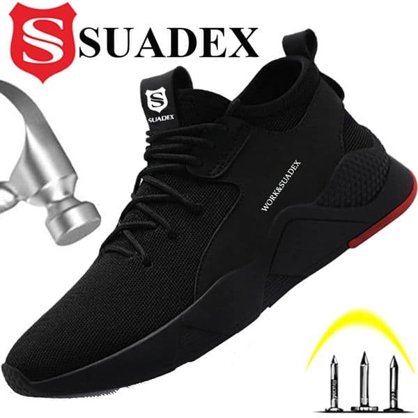 SUADEX Men Work Safety Shoes Steel Toe Cap Anti-Smashing Puncture Proof Construction Work Boots Non-Slip Breathable Work Shoes 251224