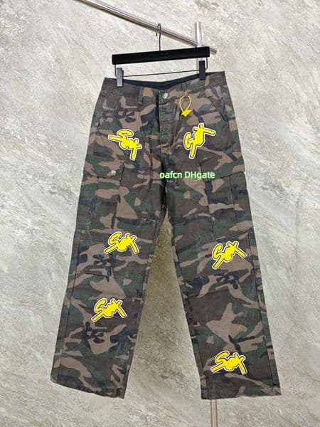 Pants Mens Pant Designer Pants High Quality Paint Style Printed Sweatpants Fashion High Street Jogger Camouflage leather work pants 8039