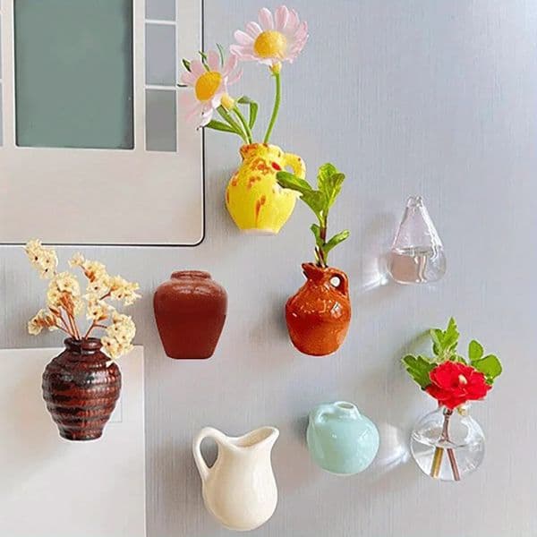 3PCS Mini Magnet Vases for Flowers - 2025 Mini Bud Vases Magnetic Flower Pot for Fridge Tiny Ceramic Cute Plant Flower 251225