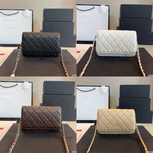 Top Tier Handbag Womens Square Bag High Quality Real Leather Caviar Quilted Purse Chain Flap card holder Bag Black Shoulder Bag Luxury Designer city bag bolsa de lujo