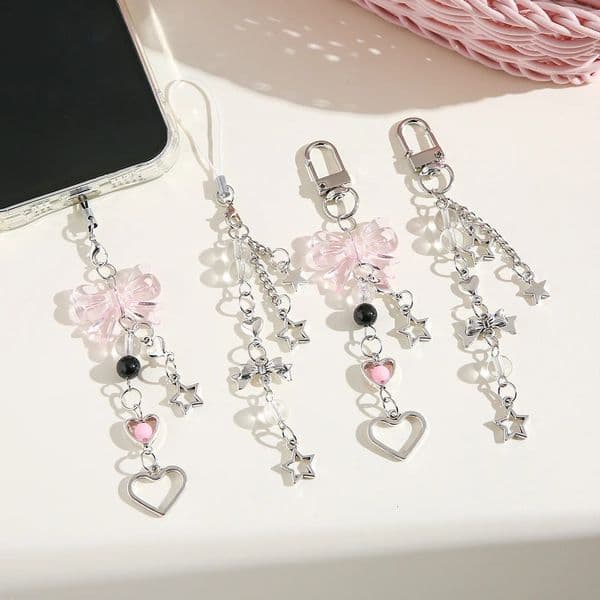 Delicate Bow Star Heart Keychain For Creative Lanyard Key Chain Bag Phone Pendant Y2K Kpop Jewelry Girls Gift 251216