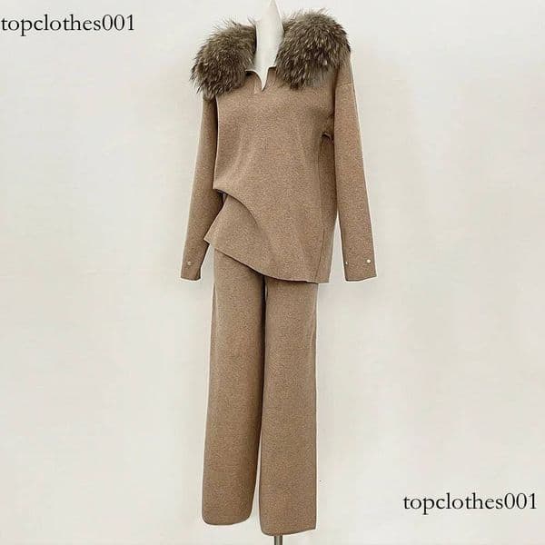 Woman Clothes Suit Knitwear Spring Female Fox Collar Sweater Lady New Autumn Real Fur Pullover Set Knitted