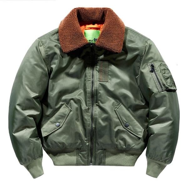 Winter Mens Fur Collar Bomber Jacket Military Coats Thick Cotton Liner Warm MA-1 Flight Pilot Jacket Male 251222
