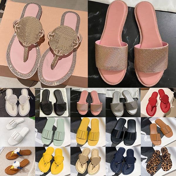 free shipping toryes burchly sandals designer women sandles lady beach slippers diamond sparkling leather patent slipper sliders summer classic slides toryshoe