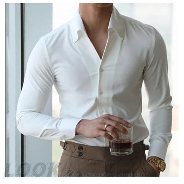Mens Italian Collar Shirt Wrinkle-free Casual Fashionable Slim-fit with A Lapel ed Clothing Youth 251226