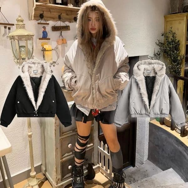 Y2K Winter Warm Clothing Men Women Retro Simple Plush Coat Sportswear Loose Leather Motorcycle Punk Fur Collar Jacket Couple 251226