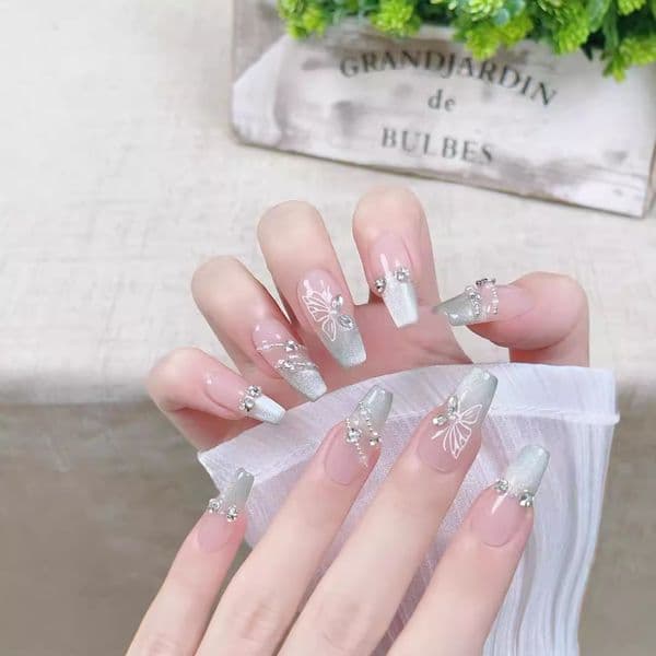 charming flower adorned felineeye shaped polish finishers resilient mint shade