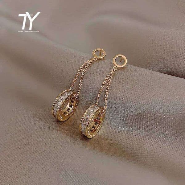 High level design zircon Circle Pendant Fashion Korean women jewelry party elegant Drop Halloween Earrings