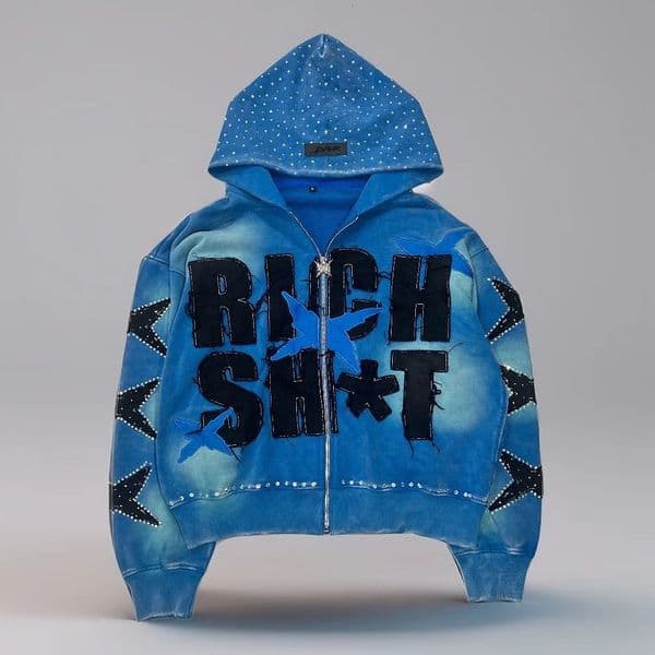 Fresh Style Colorful Flash Element Fashionable Hooded Sweatshirts for Men and Women Streetwear Versatile Zip Up Letter Jacket 251226BJ