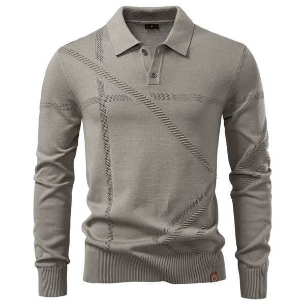 WOZK autumn and winter new men's business casual sweater jacquard lapel knitted sweater men's top polo shirt men