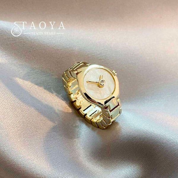 2025 Unique Imitation Watch Design with Gold Color Open Ring, Gothic Girls' Fashion Jewelry For Women Party Luxury Accessories