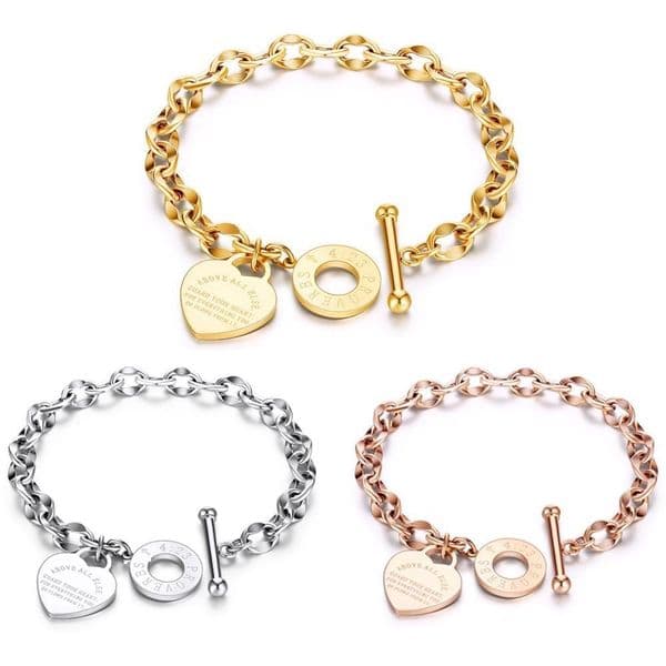 Luxury Brand Designer Jewelry New Niche Design INS Style Titanium Steel Womens Brelet OT Buckle Heart Stainless Steel Heart-Shaped Brelet Light Luxury Jewe Z260508