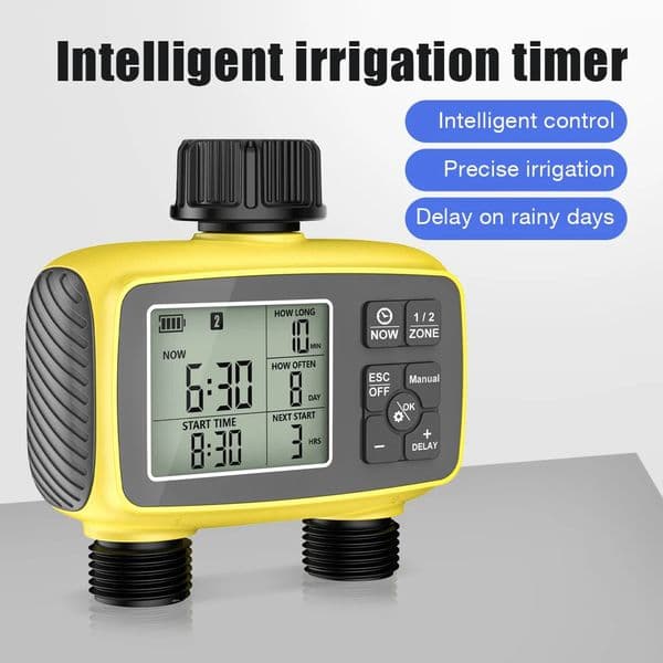 2-ZONE Digital Water Timer Automatic Irrigation Controller Garden Flower Plants Watering Device Programmable Timed Sprinkler 251223BJ