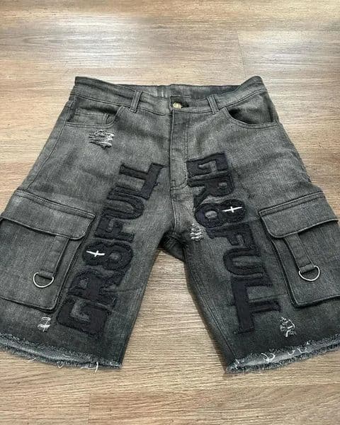 American Retro Letter Embroidery Tooling Denim Shorts Trend Gothic Y2K Harajuku Hip-hop Loose Sports Shorts Street clothes 251223