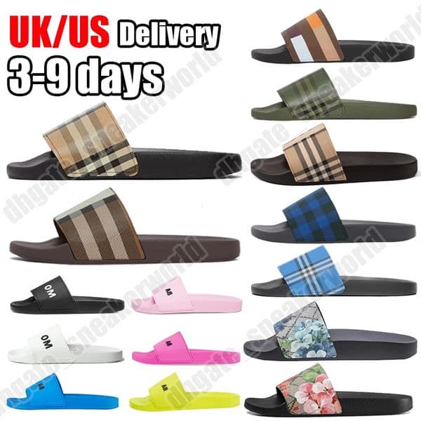 Designer Slipper Slides for Men Women Sliders Sandals Luxury Outdoor leisure Vintage Printing Tartan Slide Slippers Summer Beach Sandals Size 35-48