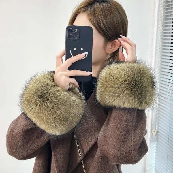 Women Winter Faux Fur Cuffs Fox Fur Cuffs Natural Fur Wrist For Coat Arm Furry Fur Sleeves Fur Wristband Glove 251224