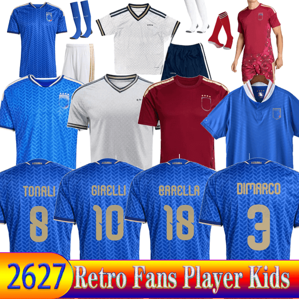 S-4XL Italy 2026 2027Football Shirt TONALI BARELLA DIMMARCO BASTONI 26 27 KEAN CALAFIORI GATTI DI LORENZO Top Football Set Shirt Men's Children's Set RetroMaillot Foot
