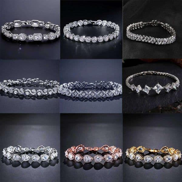 ZAKOL Luxury Geometric Water Drop Zirconia Bracelets for Elegant Women Full Crystal Charm Bracelet Bridal Wedding Jewelry