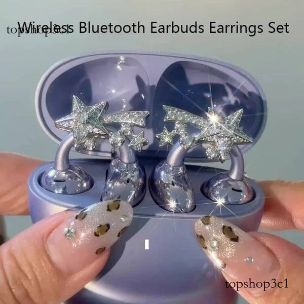 Wireless Bluetooth Earrings Set Butterfly Knot Snow Accessories Waterproof Noise Cancelling Earclip Earbuds