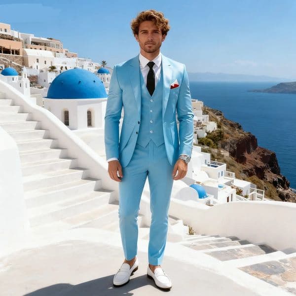 Elegant Rose Red 3Piece Slim Fit Mens Suit Double Breasted Blazer Vest Pants Set for Wedding Groom Tuxedo Business Party 251213