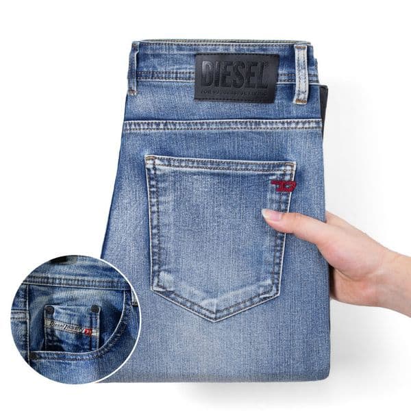 Designer Men's Jeans Autumn Winter Men Slim Fit European American High-end Brand Small Straight Pants NFIV