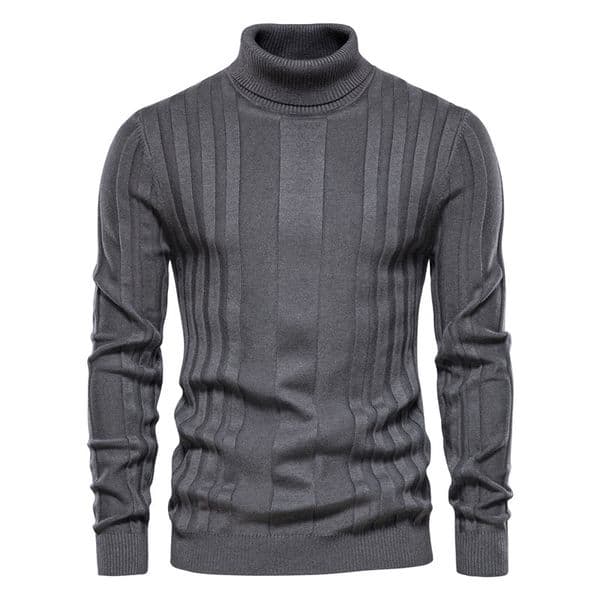 WOZK Autumn/Winter New Men's High Collar Casual Knitted Sweater Warm Base Sweater Men's Solid Color Versatile Trendy Hoodie