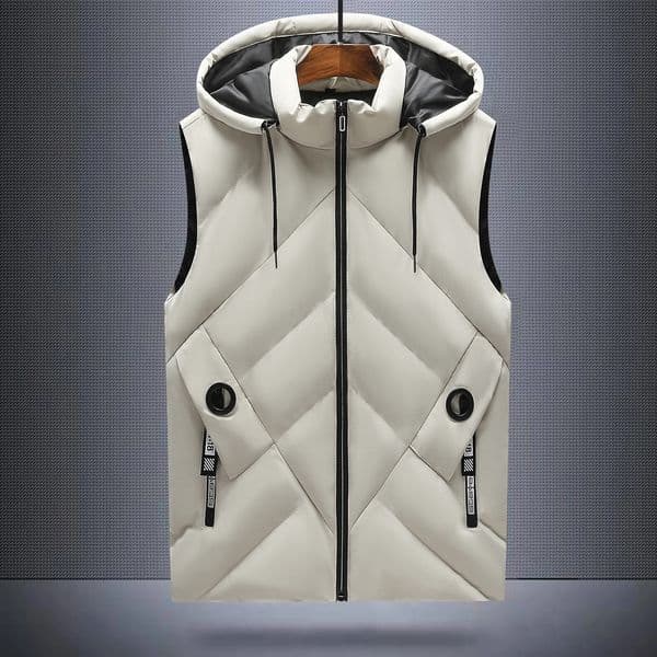 Fashionable mens autumn and winter down cotton vest jacket youth slim fit detachable hat men 251225