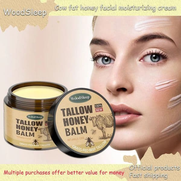 WoodSleep 60g Beef Tallow Honey Face Moisturizer - Intense Hydration for Dry Skin Anti-Chapping Winter Skincare for Women Men 251222
