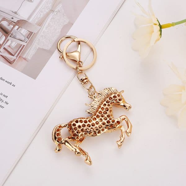 Y2K Chic Bag Charm Cute Key Chain Creative Diamond-Studded Pony Car Keychain Bag Pendant Cartoon Keychain