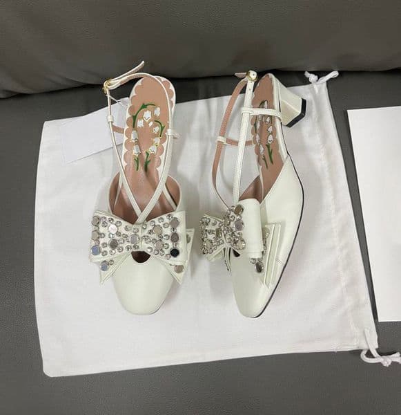 Women's leather pointed sandals fashionable bow buckle high-heeled shoes fashion shows parties casual banquets 35-42