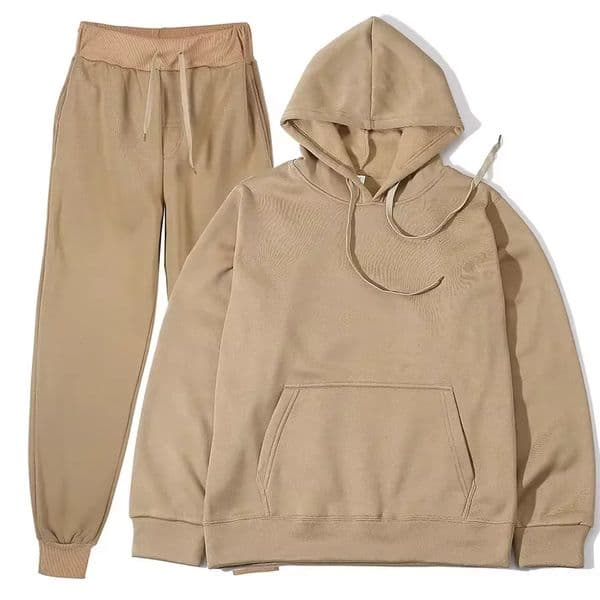 Autumn/Winter Velvet Warm Hoodie Sports Pants Two Piece Set for Men and Women Solid Color Loose Sports Jogging Set 251226BJ
