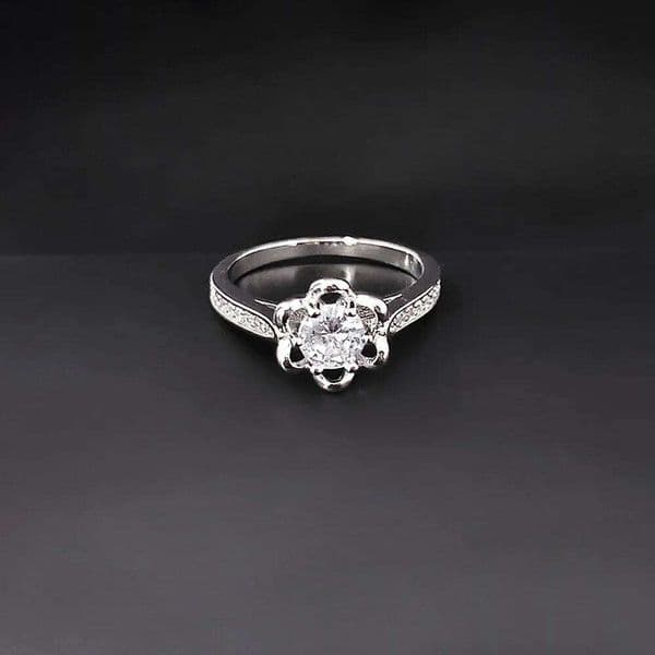 New Silver Color Designer Flower Style Fancy Engagement Rings Jewelry Cubic Zirconia Romantic Valentine's Day Gift R3105b